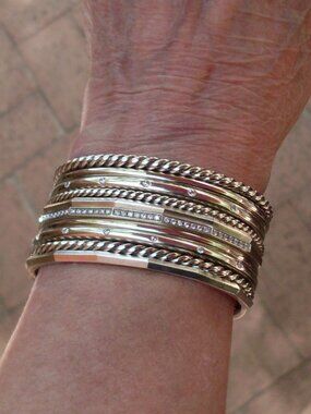 Recently Retired David Yurman 10 Row Stax Cuff w/Diamonds - 925 - Gift Boxed